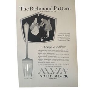Vintage 1922 Alvin Solid Silver Richmond Pattern Ad Advertisement